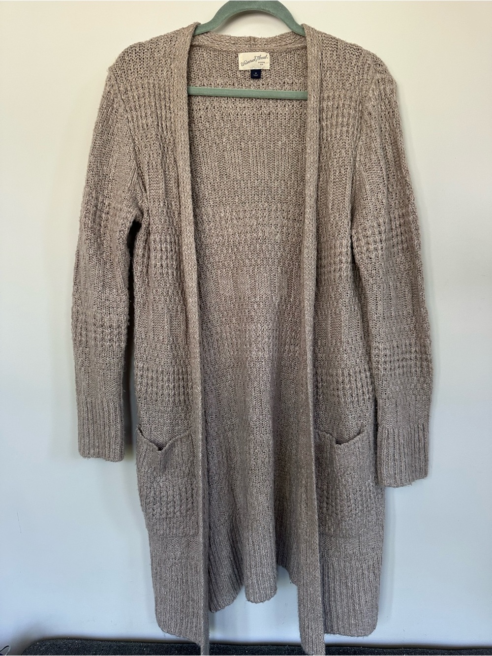 Universal Thread Open-Front Long Knit Cardigan - Beige Taupe